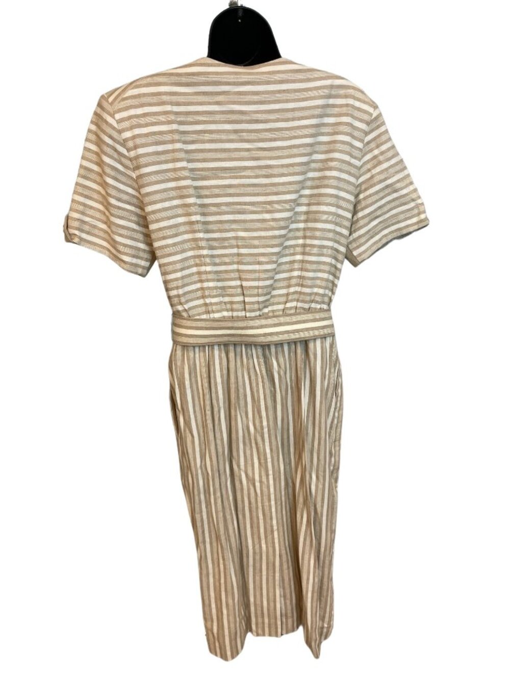 Vintage Brown White Belted Dress Sz 10 California Design Retro Office Preppy - Picture 2 of 7